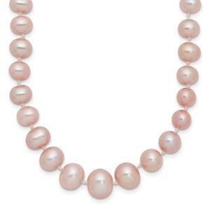 14k Yellow Gold 4-8mm Purple FWC Pearl Graduated 18 inch Necklace